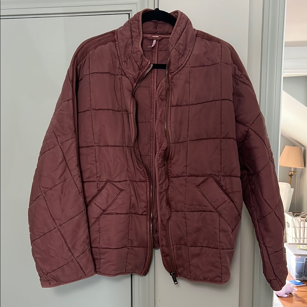 Dolman Quilted Knit Jacket in Mauve